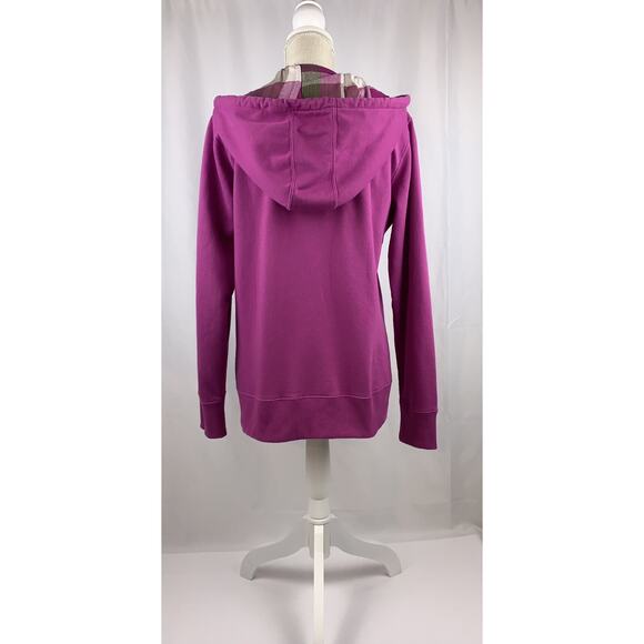 Dickies Hoodie Womens Large Purple Pullover 3 Button Neck Plaid Lining - Picture 4 of 10